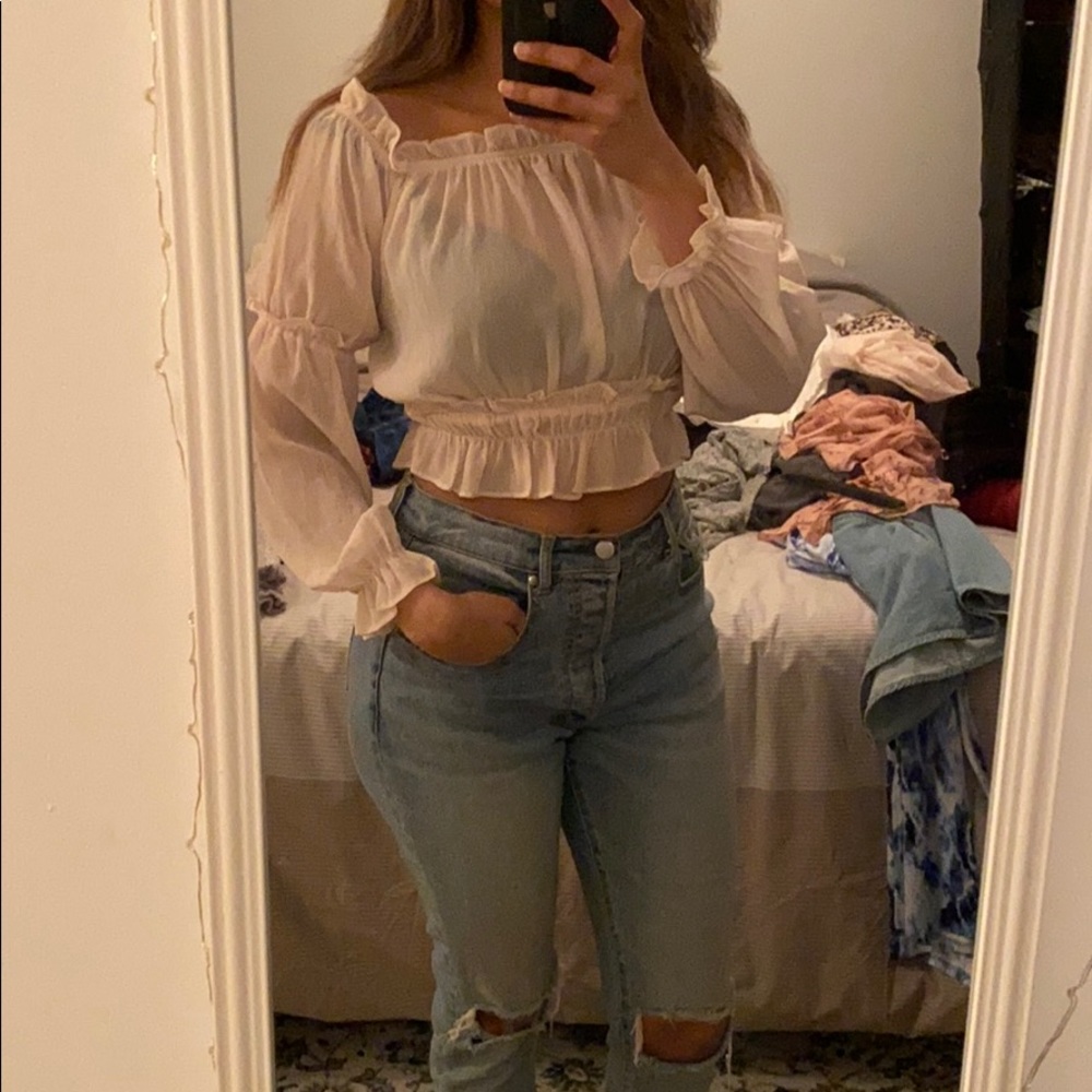 Sheer peach crop top